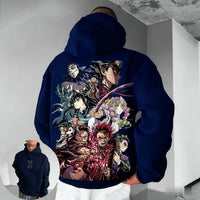 A cozy Muichiro Tokito Hoodie made of fleece, featuring a loose fit Mist Hashira design for men, women, and children.