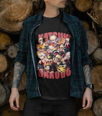 A premium Katsuki Bakugo T-Shirt featuring explosive manga panel art from My Hero Academia, designed as a trendy MHA anime gift.
