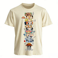 Luffy Zoro Ace T-Shirt One Piece Vintage Harajuku 100% cotton oversized fit pre-washed streetwear graphic tee iconic trio anime print unisex front view