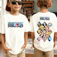 Zoro kids t-shirt One Piece Harajuku pure cotton short sleeve summer top featuring Roronoa Zoro and Luffy anime print for boys