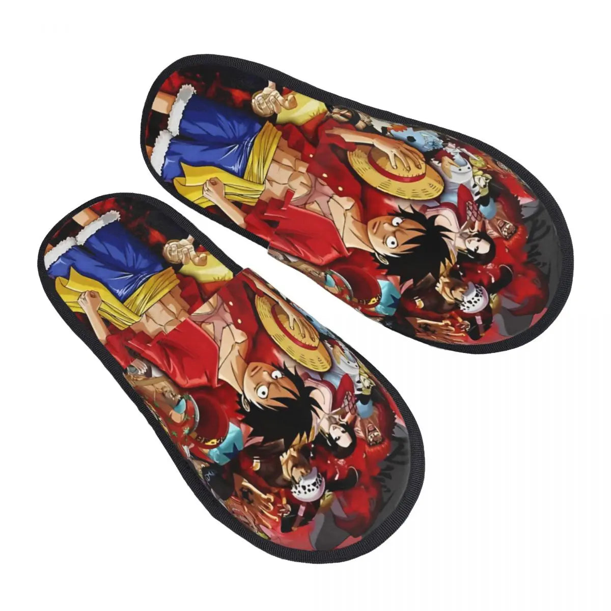 One Piece Luffy Memory Foam House Slippers cozy winter cotton non-skid bedroom slides anime gift
