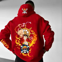 A men's One Piece Luffy Sweatshirt in pure cotton, designed in a European and American summer casual style for daily wear.