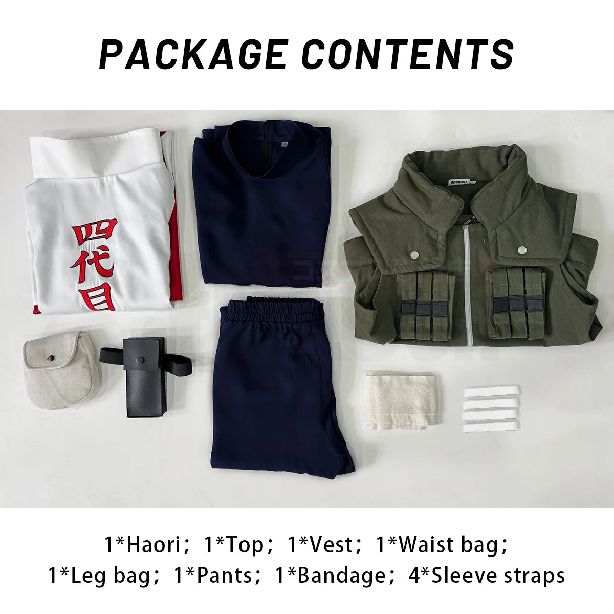 Namikaze Minato Cosplay Costume featuring full set with cloak and detailed design, perfect for fans and conventions.