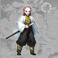 A 6cm Demon Slayer Keychain made of acrylic featuring a cute Tanjiro Kamado anime character, used as a bag pendant or key ring.