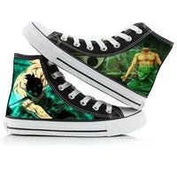 One Piece Anime Canvas Shoes Luffy Zoro hand-painted high top sneakers boys girls casual