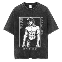 A high-quality pure cotton Baki Anime T-shirt featuring a graphic print of Baki Hanma, designed as a casual loose fit top for men and women.