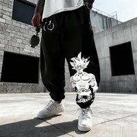 Trendy Broly Anime Pants featuring a Legendary Super Saiyan graphic print, designed as casual Y2K streetwear joggers for men.