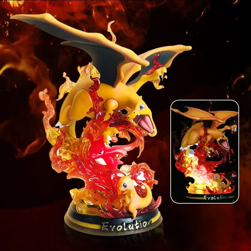 Detailed Pokemon Anime Figures made of PVC, featuring luminous Charizard, Gengar, and Eevee designs for collectors and home decoration.