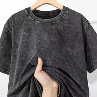 Close-up of One Piece Luffy Gear 5 Nika Harajuku Washed T-Shirt print washed cotton retro detail