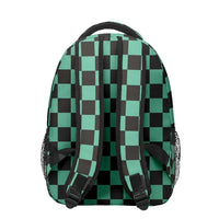 A 3-piece Demon Slayer Backpack Set featuring Tanjiro and Nezuko anime art, including a school bag, lunch box, and pencil case for elementary students.