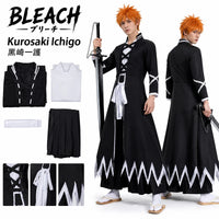 Kurosaki Ichigo Cosplay Costume featuring overcoat, inner vest, pants, and waist belt from BLEACH.