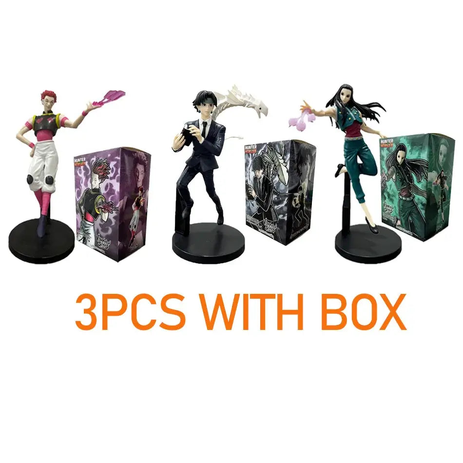 High-quality Hunter x Hunter Anime Figures featuring Gon Freecss, Killua Zoldyck, and Kurapika in dynamic action poses for adult room decor.