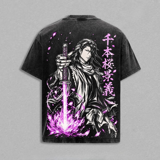 Byakuya Kuchiki Bleach Soft Cotton Oversized Manga T-Shirt captain artwork