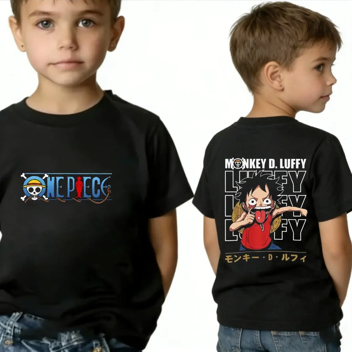 One Piece Kids T-Shirt Luffy Zoro Nami Chopper pure cotton short sleeve summer cartoon tee boys girls unisex sizes 100 to 160 CM birthday gift