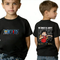 One Piece Kids T-Shirt Luffy Zoro Nami Chopper pure cotton short sleeve summer cartoon tee boys girls unisex sizes 100 to 160 CM birthday gift