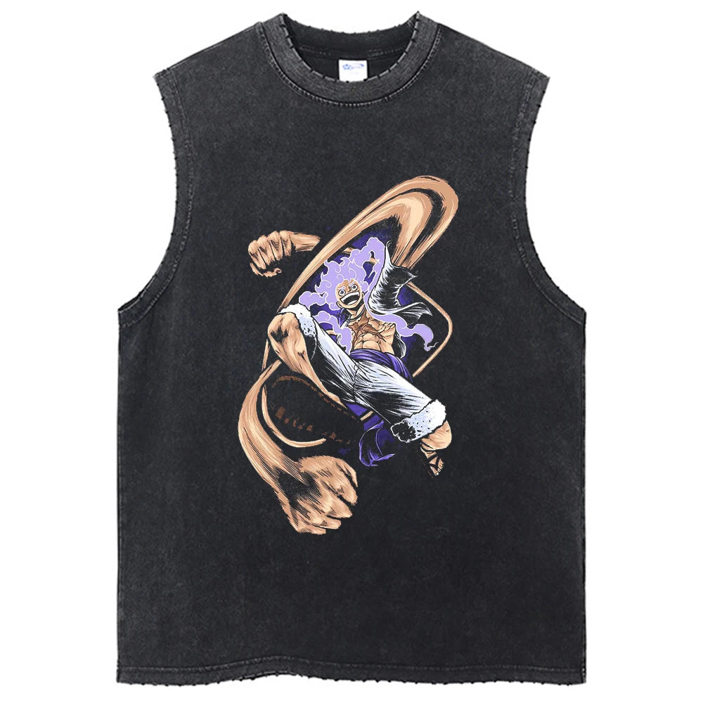 One Piece Vintage Washed Graphic Tank Top | Cotton Streetwear
