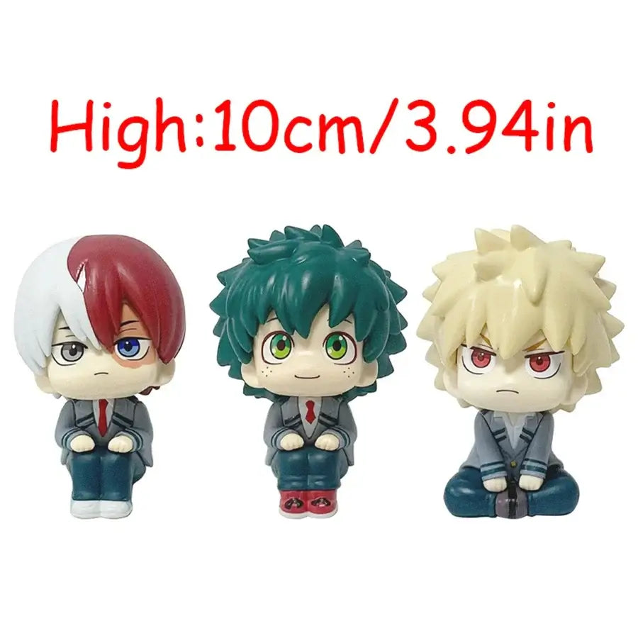 A highly detailed 18cm My Hero Academia Anime Figure made of PVC, featuring action poses of All Might, Deku, and Bakugo for collectors.