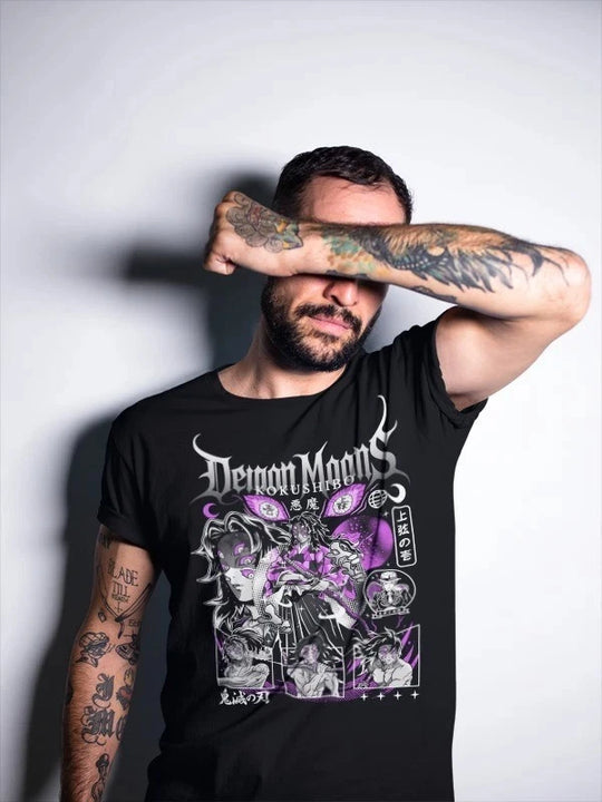 Kokushibo Solo Kimetsu no Yaiba Y2K Cotton T-Shirt Bandai loose children unisex casual summer