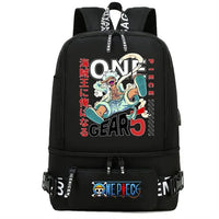 One Piece Anime Polyester School Travel Backpack featuring vibrant artwork and stylish design for teens.
