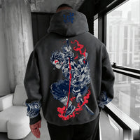 A trendy oversized Demon Slayer Hooded Sweatshirt featuring colorful anime character graphics, designed as casual autumn streetwear for men and women.