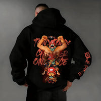 An oversized Chopper Graphic Hoodie featuring a cute Tony Tony Chopper anime print, designed as casual autumn and winter streetwear for men and women.