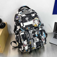 A high-capacity One Piece Luffy Backpack featuring a vibrant graffiti print of Monkey D. Luffy, designed as a durable school bag for middle and high students.