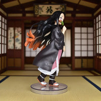 High-quality 19cm Nezuko Figure PVC anime statue from Demon Slayer, showcasing vibrant details perfect for desktop display and collector gifts.