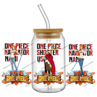 A collection of the newest 31 designs of popular One Piece UV DTF Stickers for a 16oz glass cup.