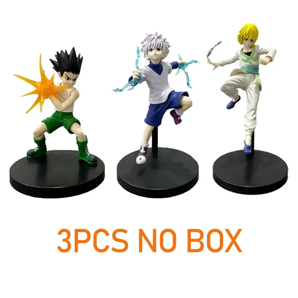 High-quality Hunter x Hunter Anime Figures featuring Gon Freecss, Killua Zoldyck, and Kurapika in dynamic action poses for adult room decor.