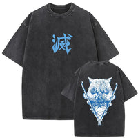 A vintage washed Demon Slayer Daki Graphic T-shirt with a cherry blossom design, an oversized casual cotton tee for men and women.