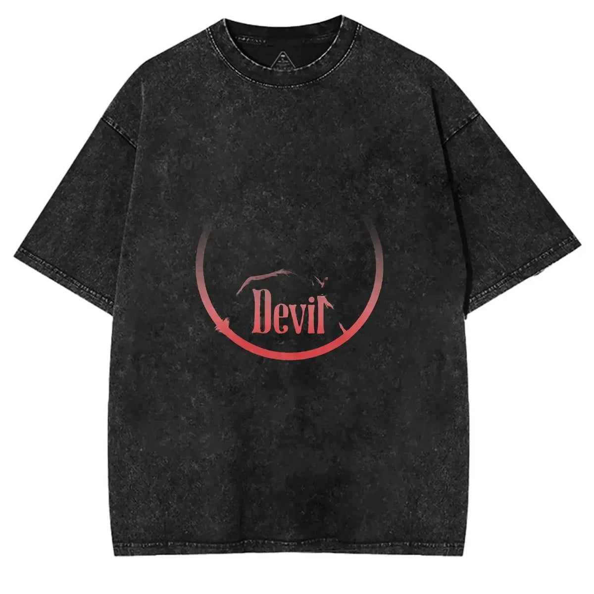Albedo Overlord Vintage Washed Harajuku T-Shirt featuring devil illustration and oversized design in black wash.