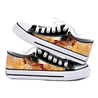 Trendy One Piece Canvas Shoes featuring Riman printed anime art, designed as breathable low-top flat sneakers for boys, girls, and couples.