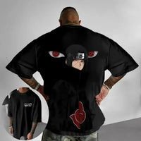 Itachi Uchiha Printed Anime T-Shirt back view summer cotton short sleeve unisex anime fashion