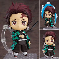 High-quality Demon Slayer Nendoroid Figures featuring Kamado Tanjiro, Nezuko, and Uzui Tengen posing for an upscale anime collection display.