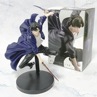 A highly detailed Sung Jin Woo Figure, showcasing the Solo Leveling Shadow Monarch in a dynamic anime action pose for desktop decoration.