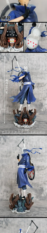 A 22cm NARUTO Anime Uchiha Obito Figure in a standing posture sculpture, a PVC model statue and collection toy gift.
