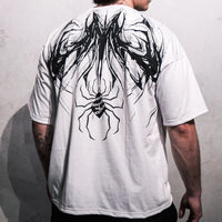 Oversized Cotton Tee Skull Print Unisex Streetwear Gym Top