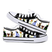 One Piece Anime Low Top Canvas Sneakers flat lay pair printed anime canvas couple birthday gift