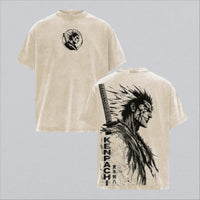 Zaraki Kenpachi Bleach Vintage Washed T-Shirt featuring front and back designs, cotton fabric, and oversized styling.