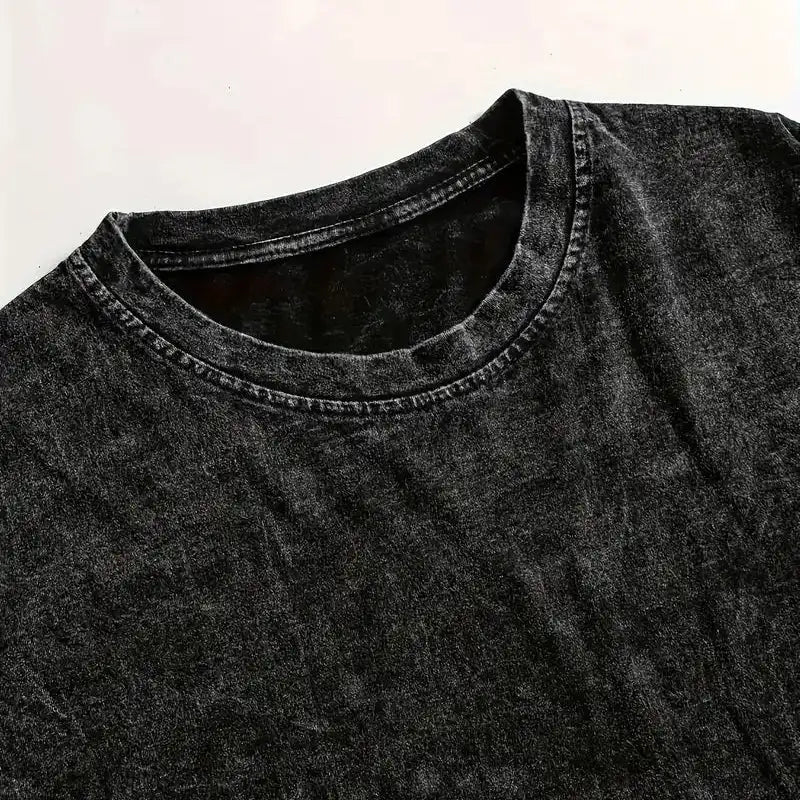 Asta Black Clover Harajuku T-Shirt featuring a vintage-washed black design and classic crew neck.