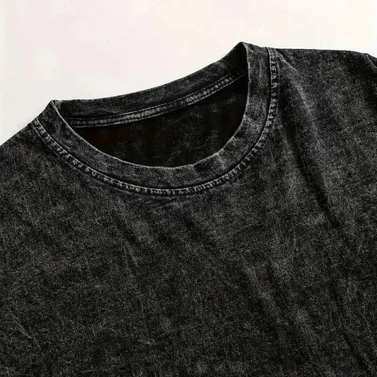 Asta Black Clover Harajuku T-Shirt featuring a vintage-washed black design and classic crew neck.