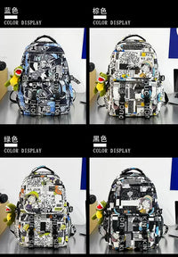 A high-capacity One Piece Luffy Backpack featuring a vibrant graffiti print of Monkey D. Luffy, designed as a durable school bag for middle and high students.