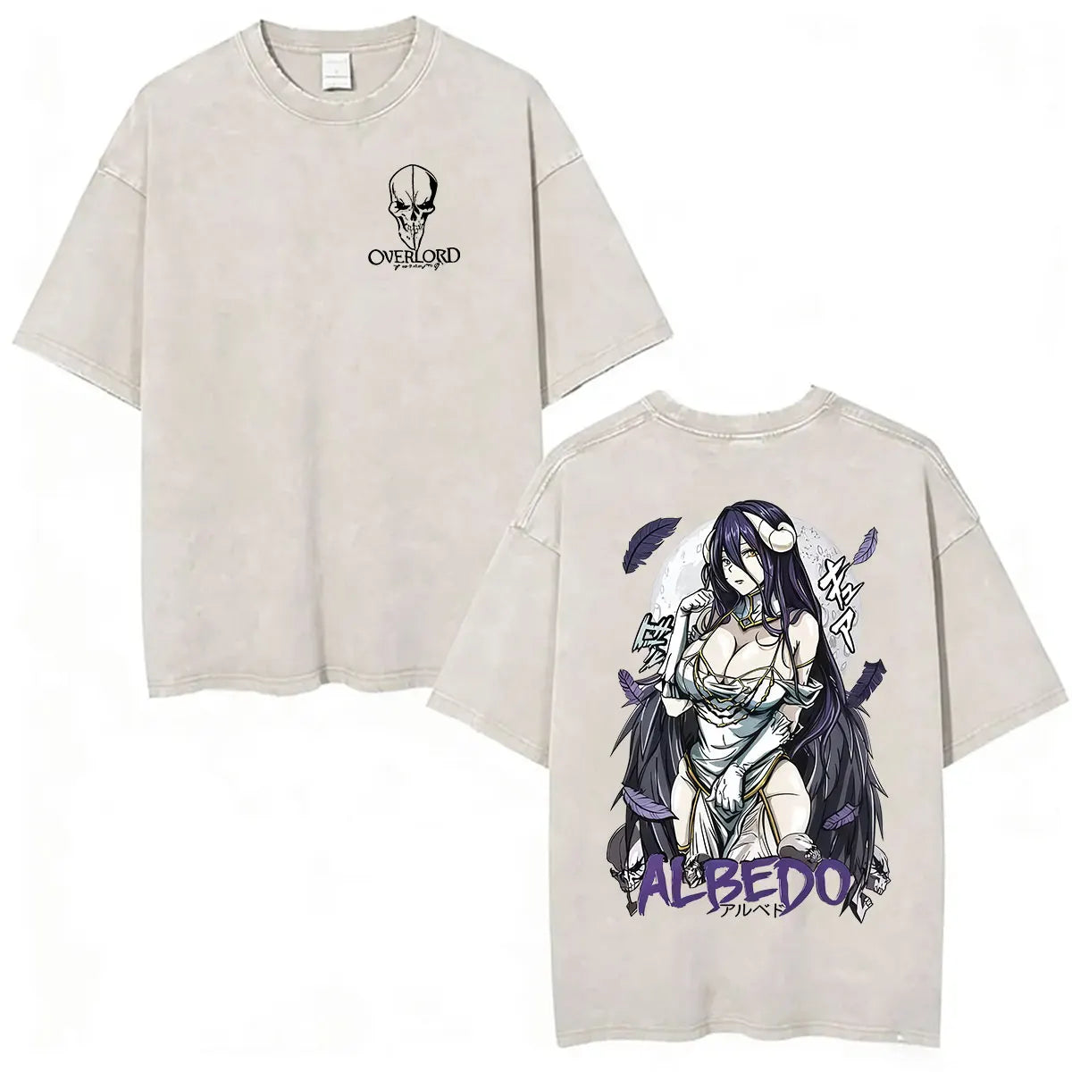 Albedo Overlord Vintage Washed T-Shirt Anime Graphic Tee
