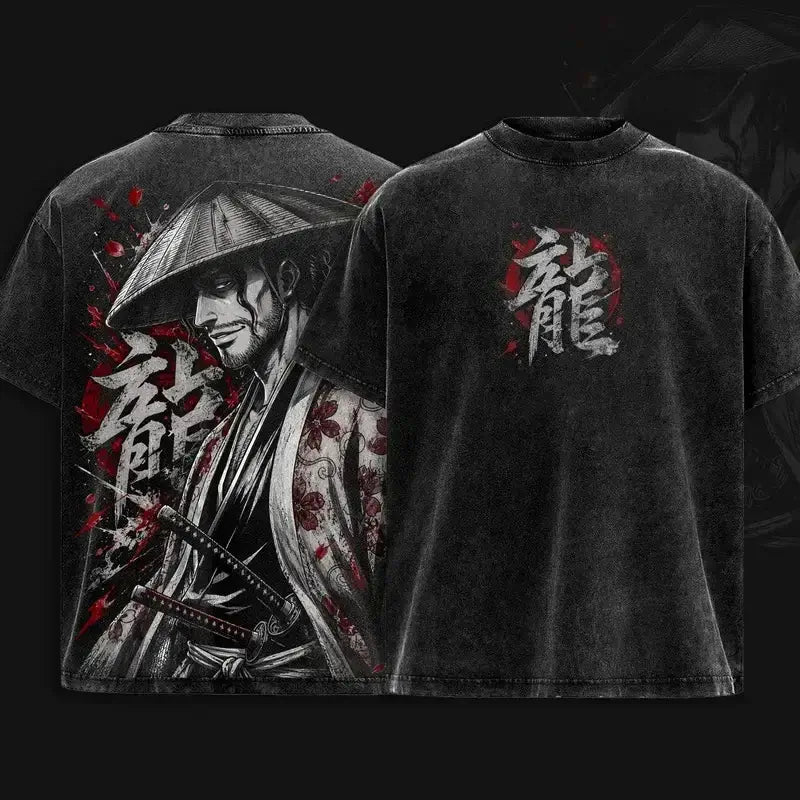 Kyoraku Shunsui Bleach Graphic Cotton T-Shirt featuring striking anime art and detailed design on front and back.