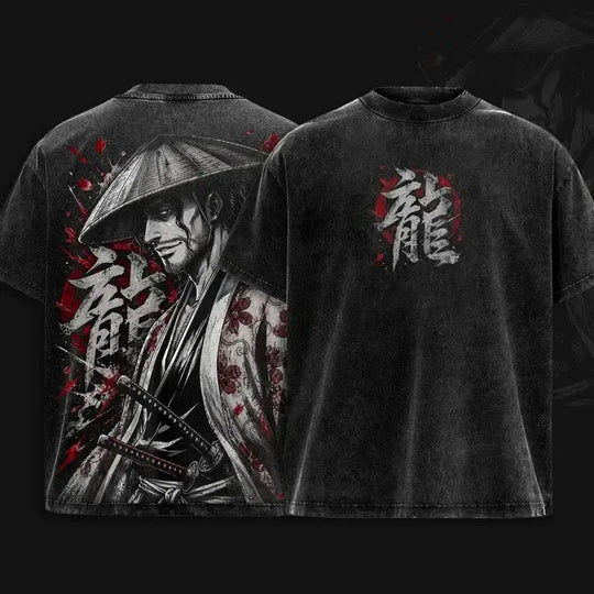 Kyoraku Shunsui Bleach Graphic Cotton T-Shirt featuring striking anime art and detailed design on front and back.