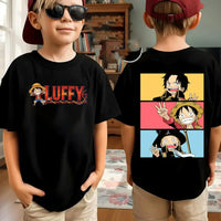 Zoro kids t-shirt One Piece Harajuku pure cotton short sleeve summer top featuring Roronoa Zoro and Luffy anime print for boys