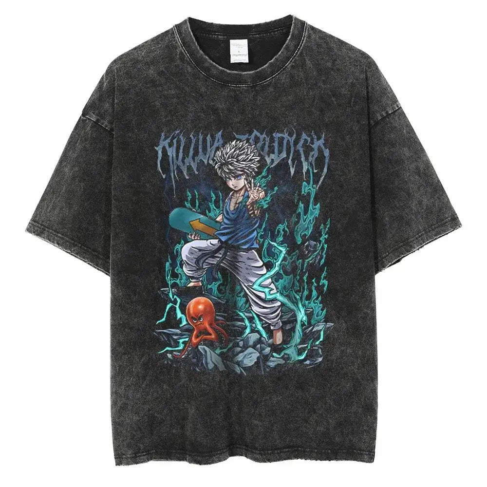 Hunter x Hunter Gon Freecss Print T-Shirt oversized Harajuku washed cotton anime tee men women