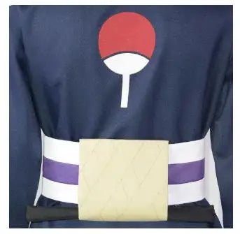 Uchiha Obito Cosplay Costume Set back view with red Uchiha symbol and detailed waist design.