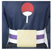Uchiha Obito Cosplay Costume Set back view with red Uchiha symbol and detailed waist design.