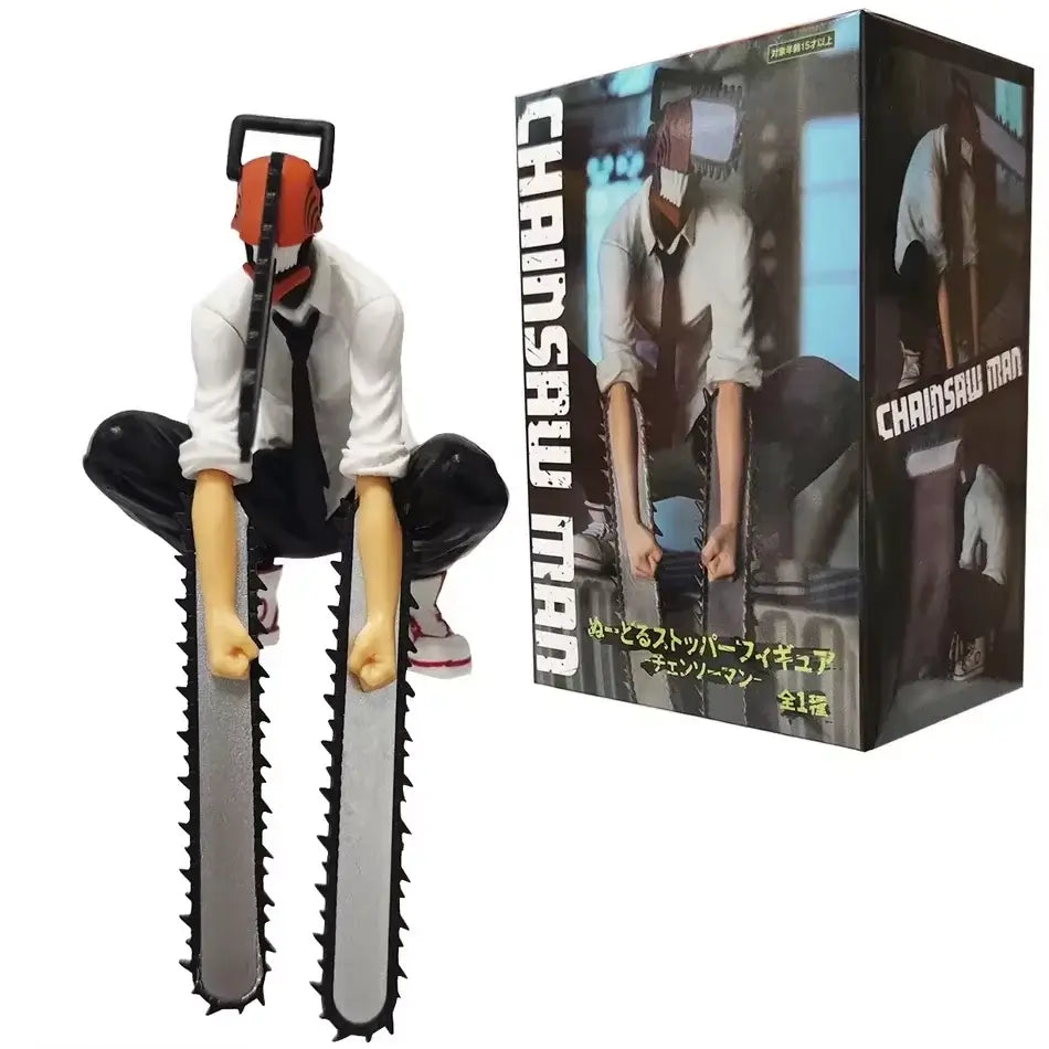 A posable Chainsaw Man Denji Figure and Power action model (1560) made of PVC, featuring interchangeable parts for an adult collectible display.